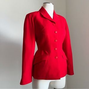 Vintage Red 90s Thierry Mugler Structured Blazer